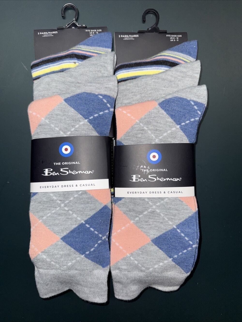 The Original Ben Sherman Men’s Dress Socks. 6 Pairs Of Dress Socks.